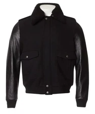 Yves Saint Laurent Bomber Leather and Fur Blouson Jacket Coat