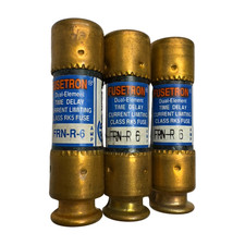  Pack of 3 Bussmann FRN-R-6 Fusetron Dual-Element Time-Delay Fuse, 6A, 250VAC