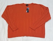Club Room Sweater Mens XL Fiesta Orange Estate Cable Crew Neck Pullover NWT
