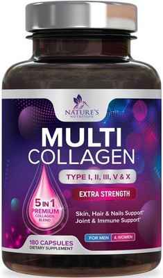 Multi Collagen Peptides Hydrolyzed Types I II III V X Supplement