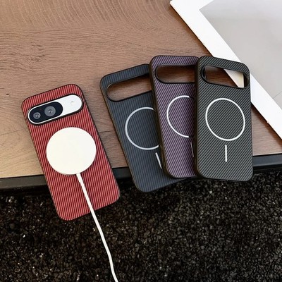Carbon Fiber Grain Leather Metal Ring Case For Google Pixel 10 Pro XL Back Cover