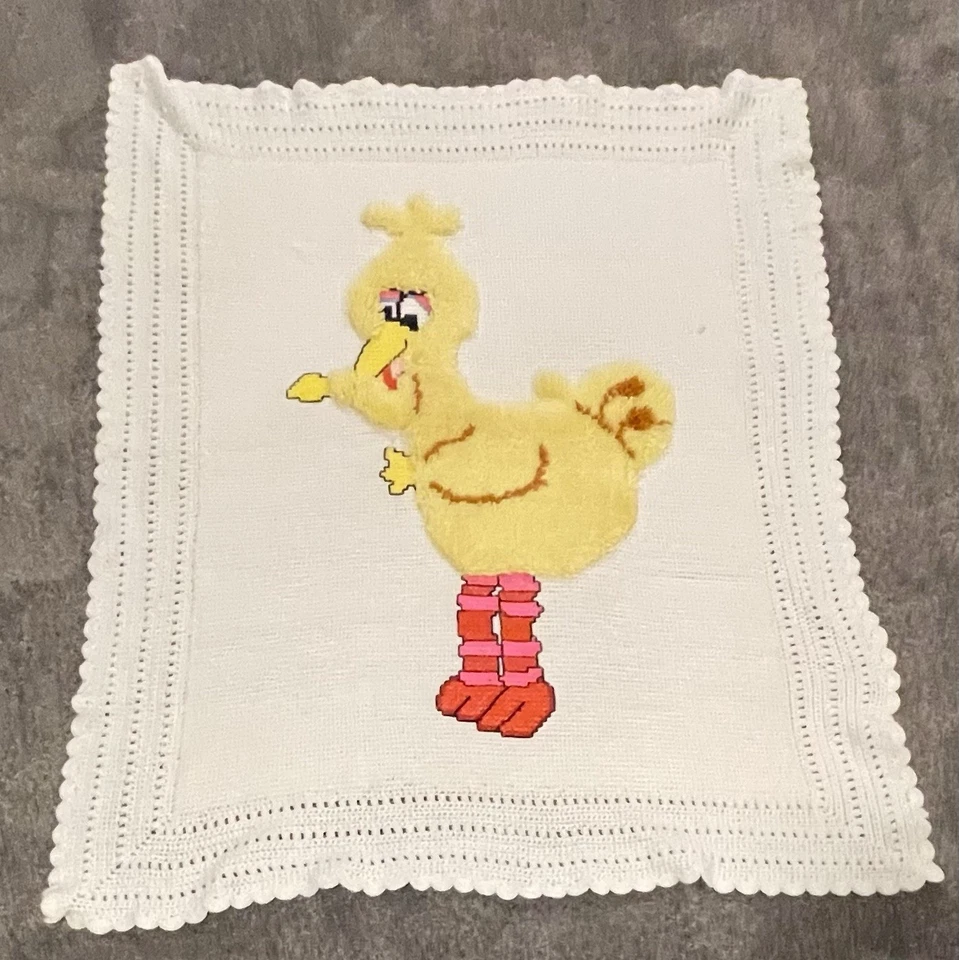 Vintage 1970s Crochet "Big Bird" Sesame Street Handmade 48" x 60" Afghan Throw - Image 3 of 4
