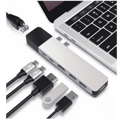 Hyper Drive USB C Hub, 6-in-2 Dual Type C Adapter mit 40Gbps USB C 100W, 5Gbps