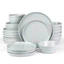 Mars Plates and Bowls Set, 24 Pieces Dinnerware Sets, Dishes Set for 8, Light...