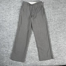 Chaps Boys Gray Dress Pants Flat Front Straight Leg Trousers Slacks 27x27.5