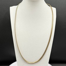 Vintage Gold Tone Herringbone Chain Necklace Sleek Minimalist Classic