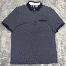Ted Baker London Mens Navy Geometric Micro Dot Polo Shirt Size 5 XL Short Sleeve