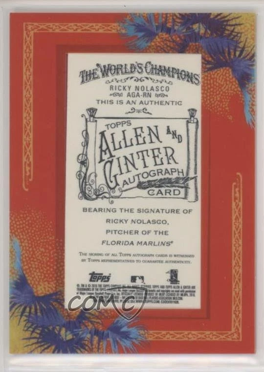 2010 Topps Allen & Ginter's Framed Mini Auto Ricky Nolasco #AGA-RN Auto - Image 2 of 2