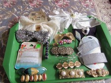 vtg lot of 17 ladies hair bows,clips a tiara,dressy