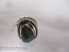 VINTAGE NAVAJO INDIAN ROPE CABLE BEZEL GREEN TURQUOISE PORTRAIT RING STERLING — photo 3