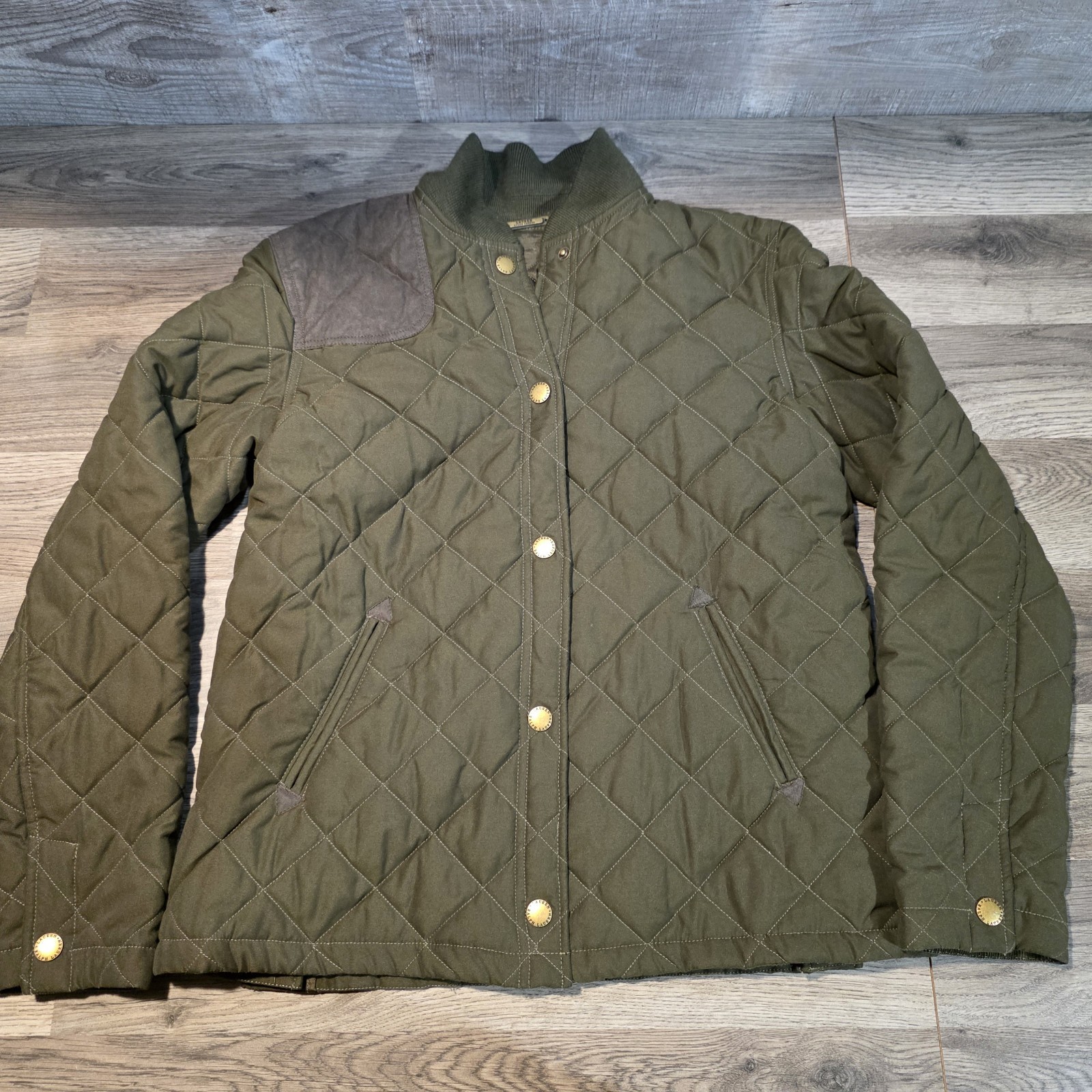 Women's Lauren Ralph Lauren Olive Green Quilted Jacket Coat Size S/M
