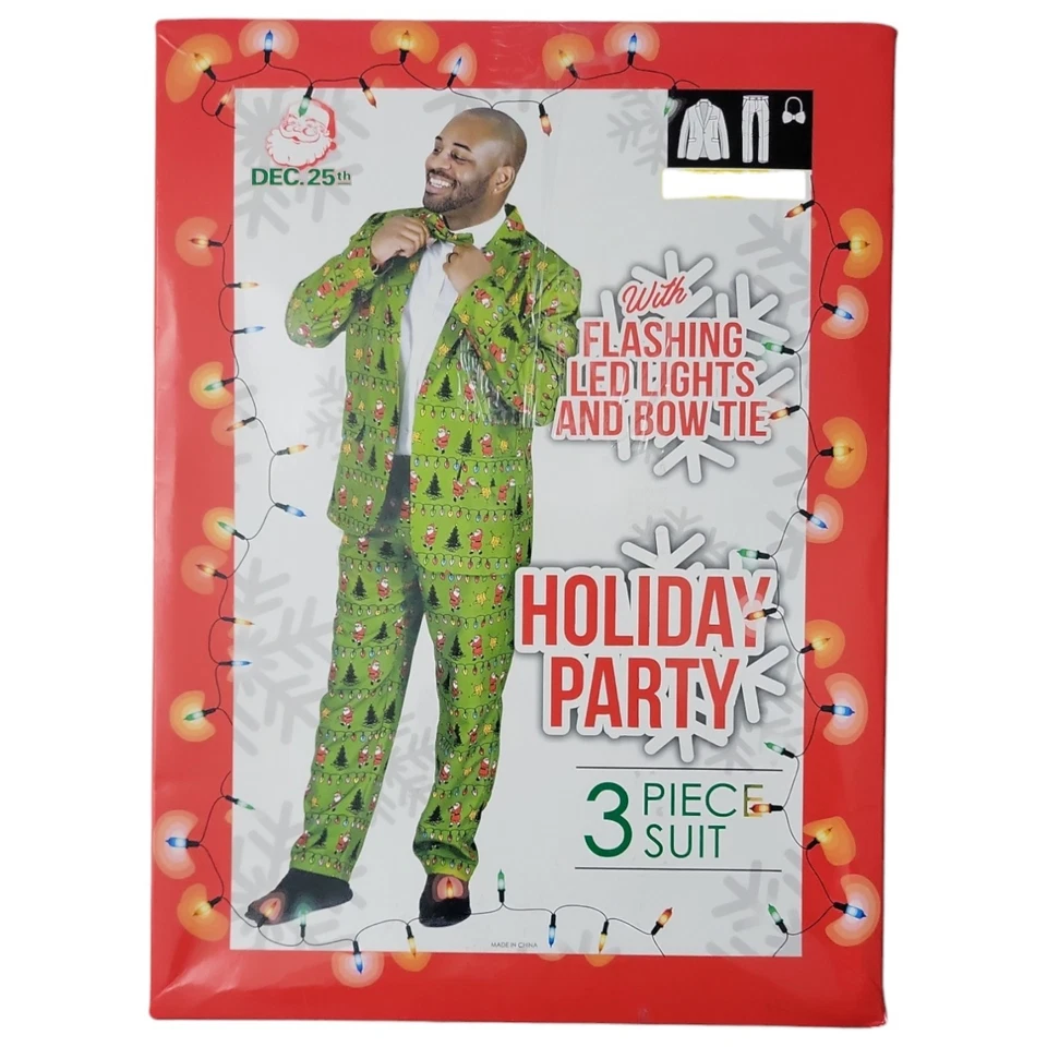 Juego de traje de 3 piezas con luces LED de vacaciones para hombre 25 de diciembre Foto 4 de 4