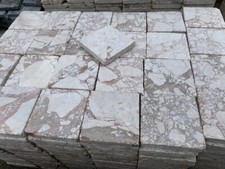 Terrassenplatten  Marmor 30x30x3cm Beige Rose S&auml;gerauh Kanten Getrommelt 1qm