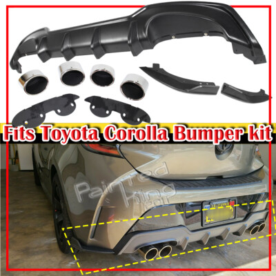 Unpaint Fit For TOYOTA Corolla Auris E210 5D Bumper Diffuser + Dual Exhaust Tip