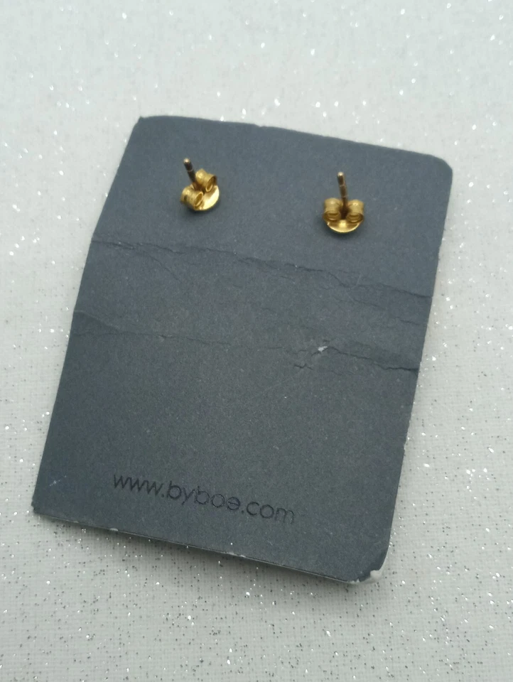 Pendientes Chapados en Oro Inez By Boe Vidrio Geométrico Poste Trasero Diseñador Transparente Foto 3 de 4