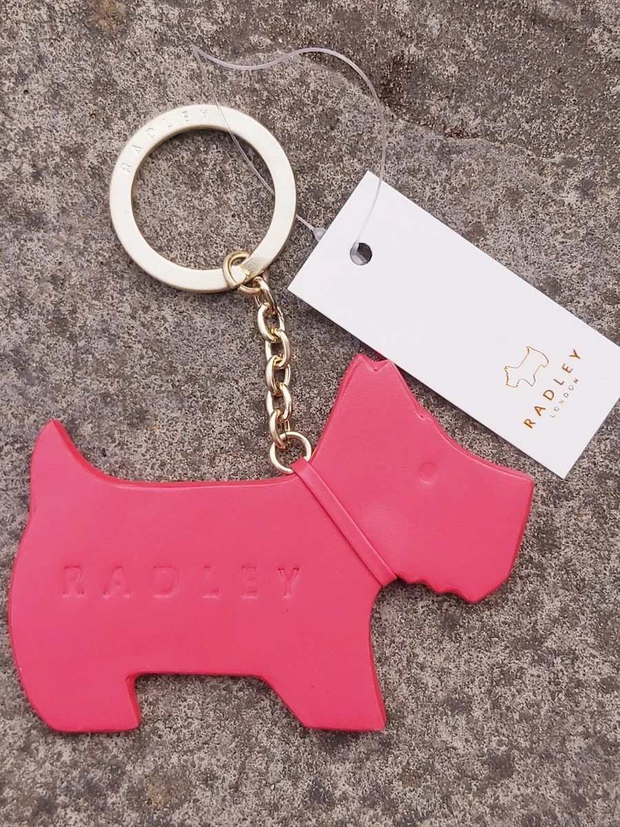 Genuine RADLEY Coral Pink Leather DOG KEYRING FOB New eBay