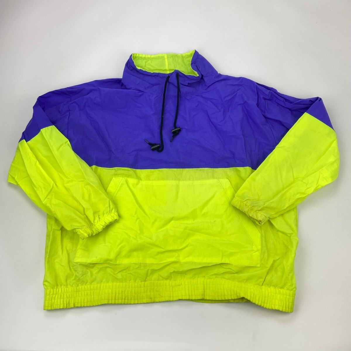 80s VTG Windbreaker Active Elements Men's LARGE Nylon Jacket Neon