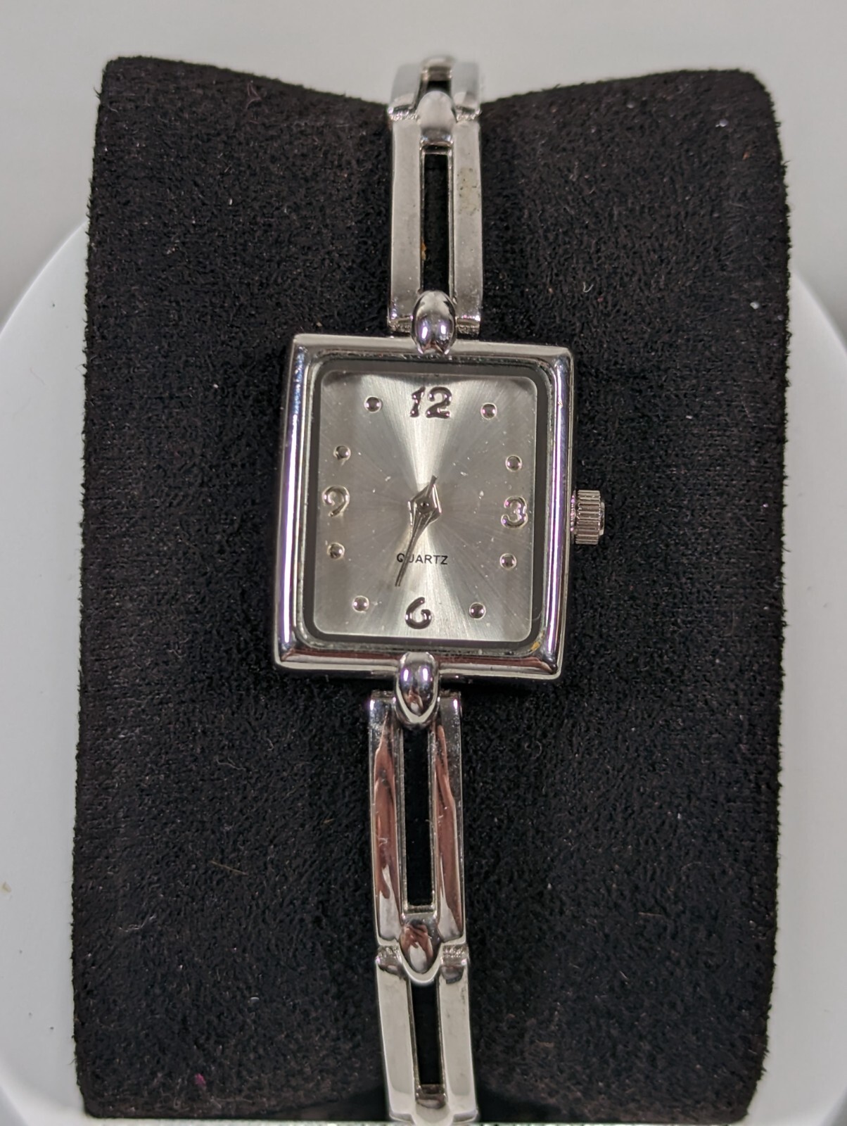 Silver Tone Dial Rectangle Case Link Bracelet Ban… - image 1