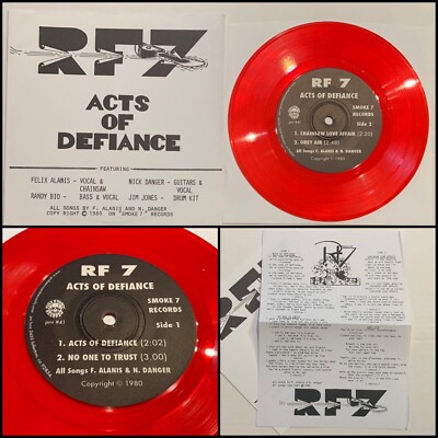 RF7 Acts Of Defiance 7  Red Vinyl-The Demented Redd Kross Sin 34 Angry Samoans