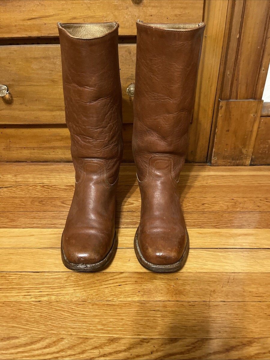 Vintage Frye ブラウン ロングブーツ 6 B Frye Womens Brown Leather Rear Zip Tall Boots Size 6 B | eBay