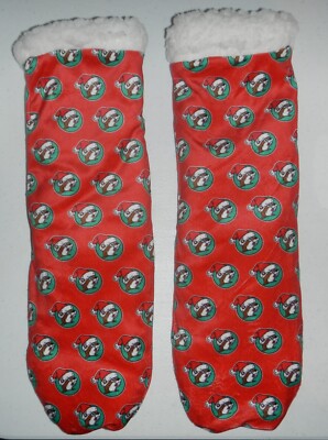 Buc-ees Gas Station Store Beaver Bucees Christmas Sherpa Lined Slipper Socks