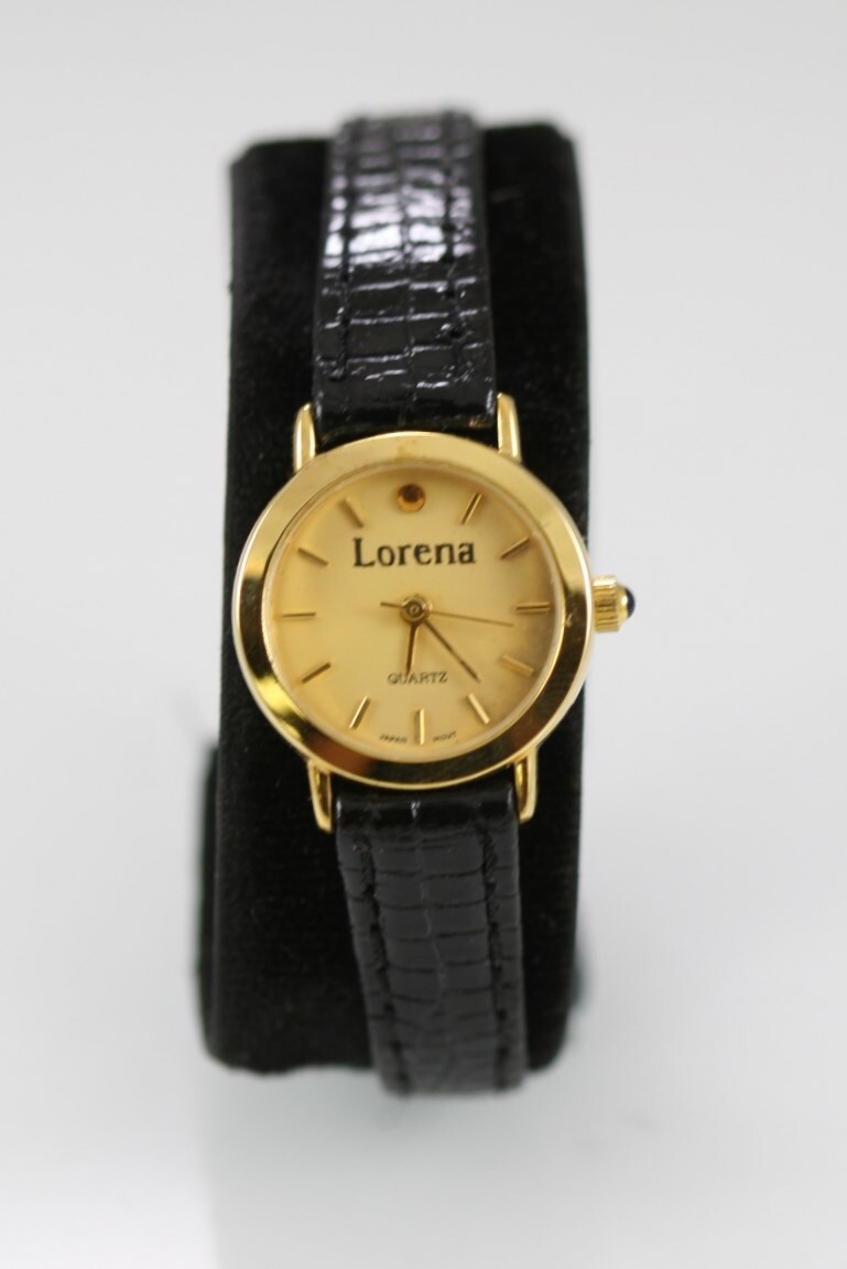 Lorena Women Watch Stainless Steel Gold Water Res Black  display picture 3