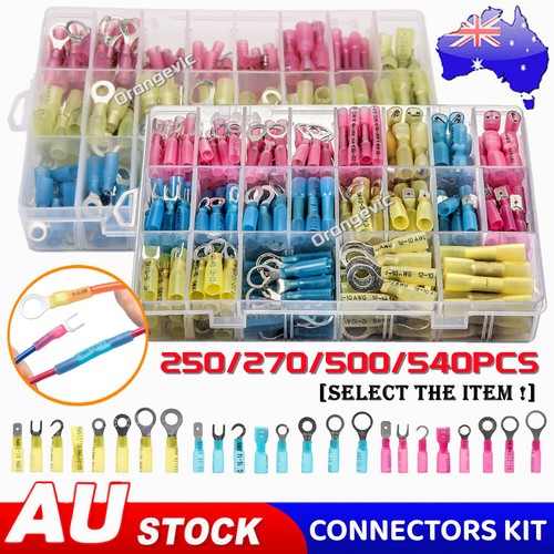 250/540pcs Waterproof Heat Shrink Wire Connectors Crimp Butt Marine Terminal Kit eBay