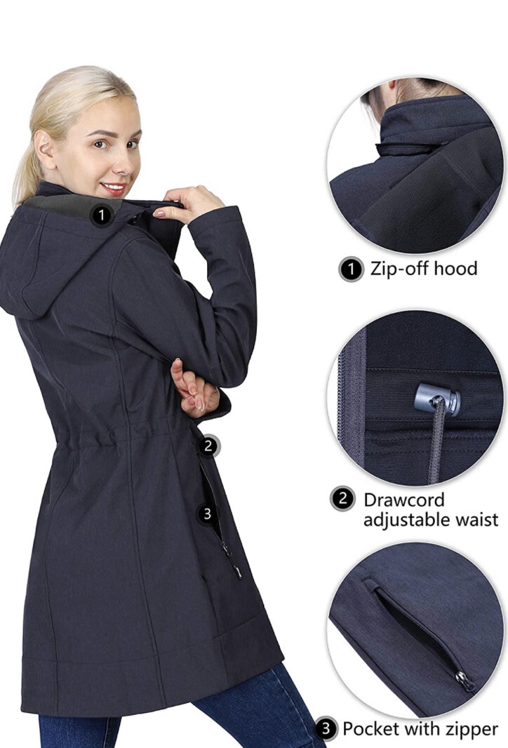 Outdoor Ventures Womens Softshell Jacket With Removable Hood Fleece Lined Inside