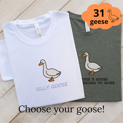 Personalized Goose Embroidered T-Shirt, Select Your Goose & Add Custom Text