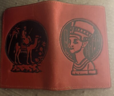 Vintage Red Egyptian Themed Queen Nefertiti And Man On Camel   Wallet