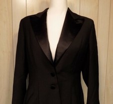 Giorgio Armani Black Label Wool Tuxedo Jacket Blazer Satin Lapel Black Size 40