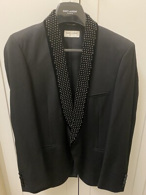 Saint Laurent YSL Suit Jacket Le Smoking Jacket In Black Grain w