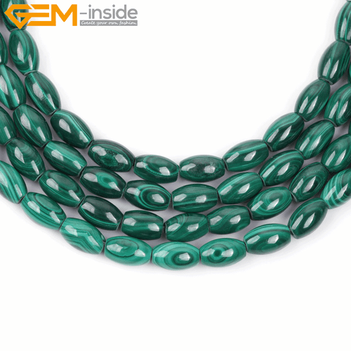 A+ Malachite Olivary Rice Natural Gemstone Grade Beads For Jewelry Making 15" UK - Picture 3 of 24