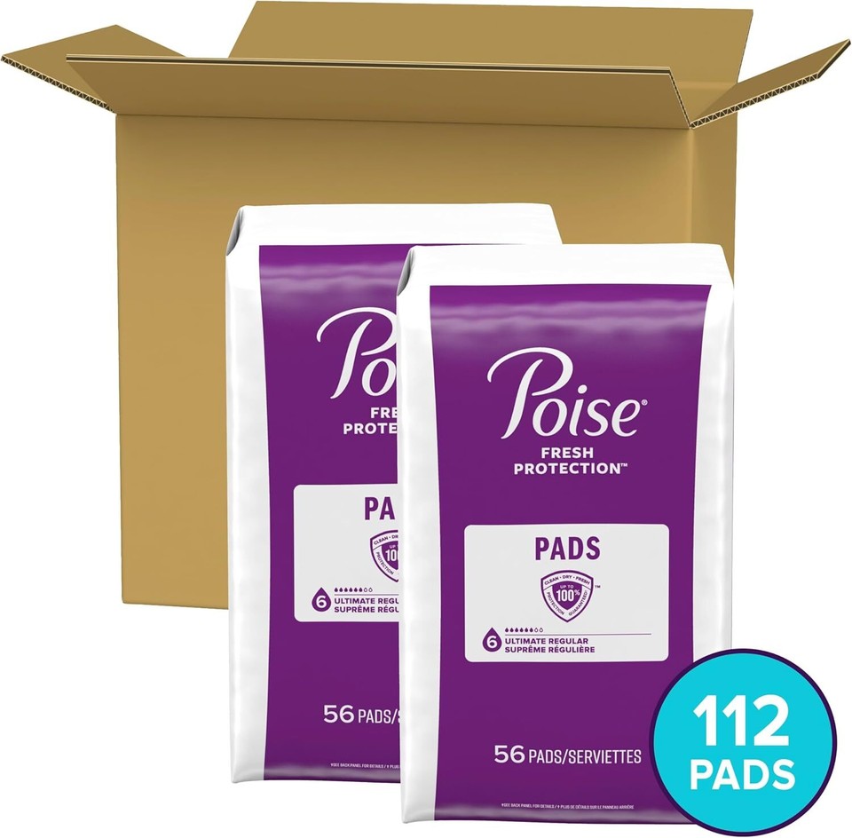Poise Incontinence Pads & Postpartum Incontinence Pads, 6 Drop Ultimate