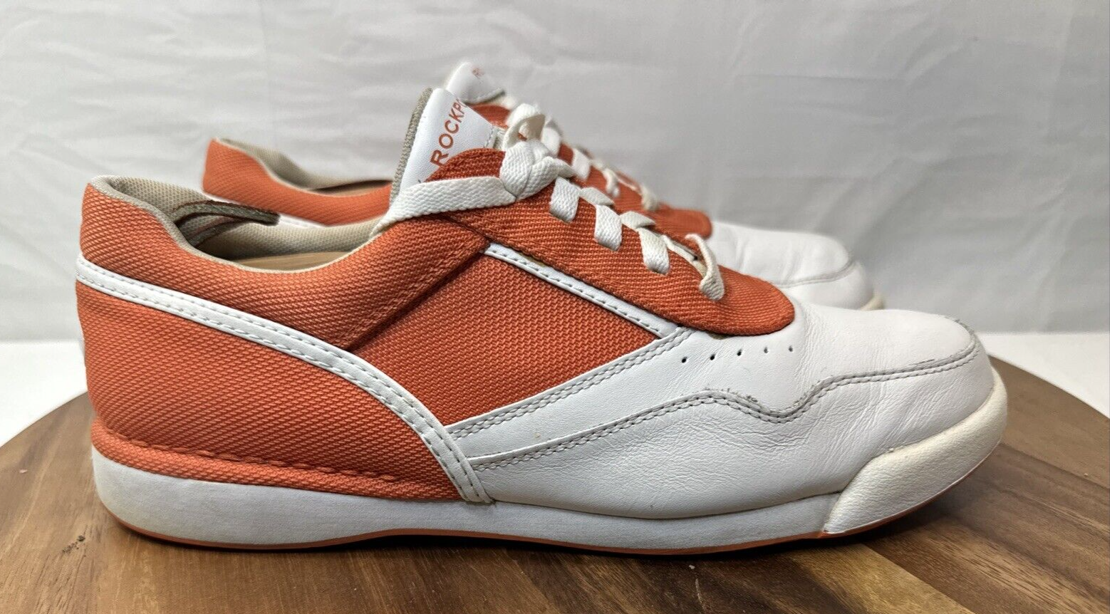 SAOLA Sneakers Rockport taglia 11 M uomo K58518 bianco pelle arancione tela scarpa casual