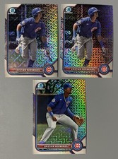 3- 2022 Bowman Chrome Cristian Hernandez Mojo Refractor #BCP-240 & #BCP-66 Cubs