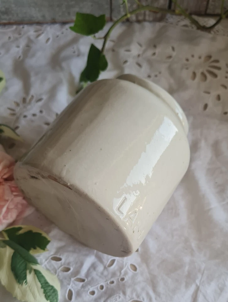 ANCIEN POT A MOUTARDE EN GRES BLANC  CONSERVE CONFITURE - Photo 3/4