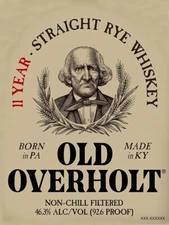 Vintage Old Overholt Rye Whiskey AD Metal Sign FREE SHIPPING Bar Decor