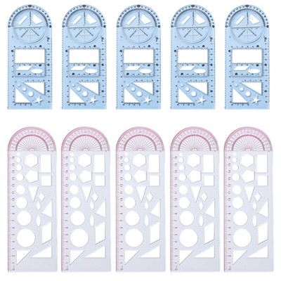 5 Pcs Drawing Measuring Ruler Geometric Rulers Multifunctional Math Ruler