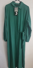 Trendyol Womens Maxi Shirt Dress Green Size Uk 8 Long Sleeves Buttons Collared