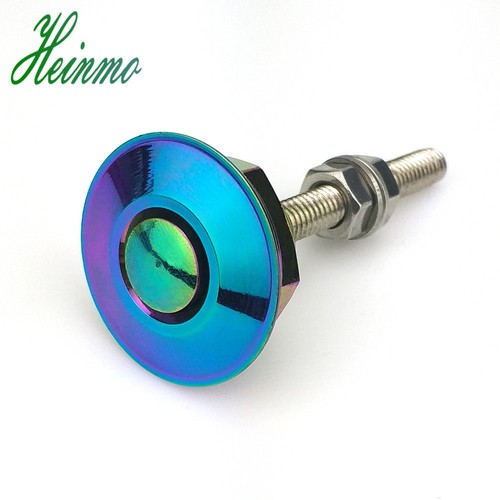 Neo Chrome JDM Style Push Button Billet Hood Pins Lock Clip Kit Car