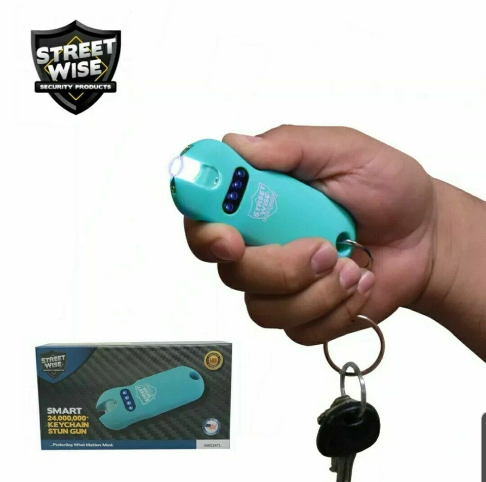 Streetwise SMART 24,000,000 Volt Stunner with Flashlight for your Keychain- TEAL