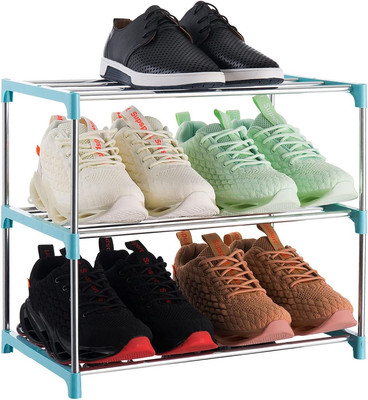 3-Tier Stackable Small Shoe Rack, Lightweight Shoe Shelf Storage Organizer for E