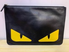 Borsa pochette FENDI Monster Bugs Eye zip colore pelle nero articoli di moda ...
