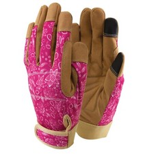 Image of Town & Country Lux Synthetic Leather Gloves Padded Comfort Gardening Pink / Blue