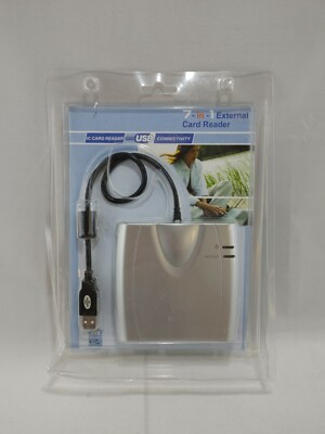 NEW 7-in-1 External Card Reader USB 2.0 Silver - Reads XD & SmartMedia Cards