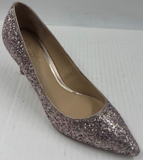 Jewel Badgley Mischka Lyla Shoes Women's 7.5 Multi Glitter Slip On Kitten Heel