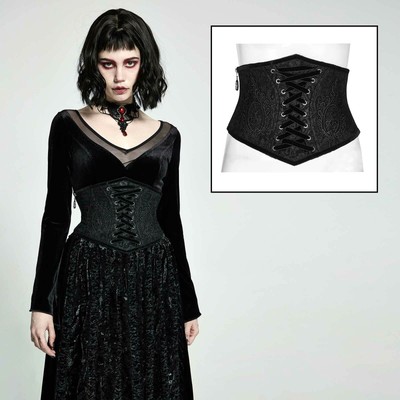 PUNK RAVE Gothic Korsett-Mieder Corsage Schwarz m. RV Wespentaille Viktorianisch
