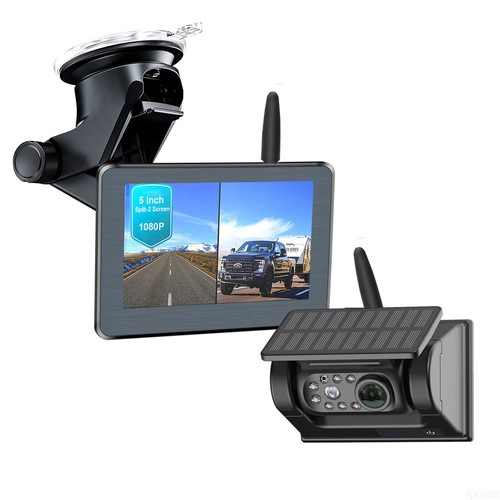 5" wireless 2CH car monitor solar magnetic reversing camera for truck RV caravan - Picture 7 of 20
