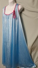 Only Necessities Blue Pink Nightgown Calf Sleeveless Large 54" BUST